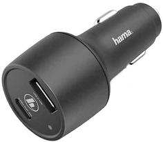 Автомобильное зарядное устройство Hama PD/QC 3A + 2.4A Black (00183323)