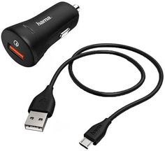 Автомобильное зарядное устройство Hama QC 3A microUSB Black (00178337)