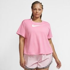Женская беговая футболка с коротким рукавом Nike Swoosh Run (большие размеры)