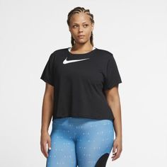 Женская беговая футболка с коротким рукавом Nike Swoosh Run (большие размеры)