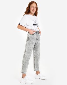 Серые джинсы Slim Tapered для девочки Gloria Jeans