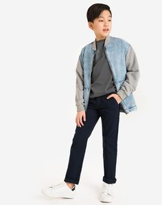 Тёмно-синие прямые брюки для мальчика Gloria Jeans