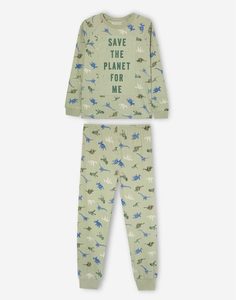 Оливковая пижама с принтом для мальчика Gloria Jeans