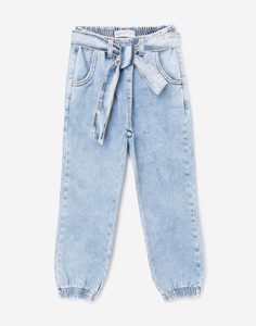 Джинсы Jogger с поясом для девочки Gloria Jeans