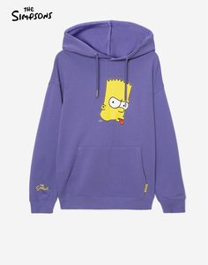 Фиолетовое худи oversize с принтом The Simpsons для мальчика Gloria Jeans