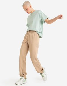 Бежевые спортивные брюки-багги Gloria Jeans