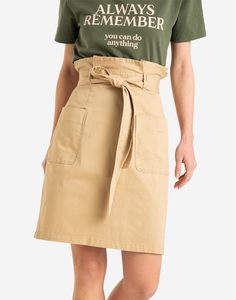 Бежевая юбка миди Paperbag с поясом Gloria Jeans