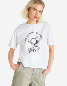 Белая футболка с принтом COTTON Gloria Jeans