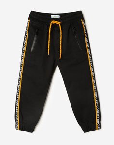 Чёрные брюки-джоггеры с лампасами для мальчика Gloria Jeans