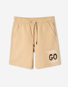 Бежевые шорты с принтом для мальчика Gloria Jeans