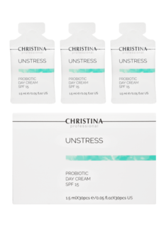 Domix, Unstress Probiotic Day Cream SPF-15 sachets kit Дневной крем с пробиотическим действием SPF 15, 1,5 мл х 30 шт (45 мл) Christina