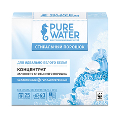 Pure Water, Стиральный порошок-концентрат для белого белья, 800 г