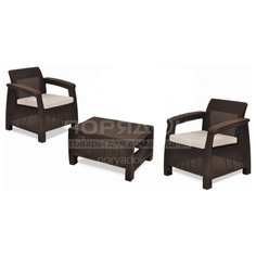 Мебель садовая Corfu Weekend (стол 77х57х42 см, 2 кресла), 17197786КР, коричневый