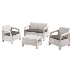 Мебель садовая Corfu Set (стол 77х57х42 см, 2 кресла, диван), 17197361РБЛ, белый