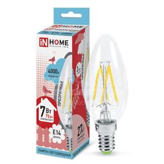 Лампа светодиодная IN HOME свеча нитевидная LED-СВЕЧА-deco, 7 Вт, Е14, холодный белый свет