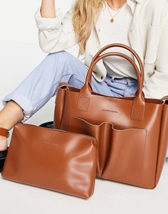 Светло-коричневая сумка-тоут с двумя карманами Claudia Canova-Коричневый цвет