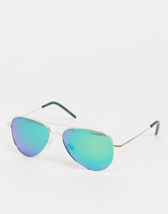 Солнцезащитные очки-авиаторы в стиле унисекс Polaroid-Голубой