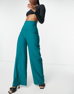 Бирюзовые широкие брюки с завышенной талией Vesper-Зеленый цвет