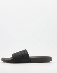 Черные шлепанцы с тиснением River Island-Черный цвет