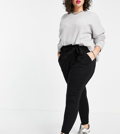 Черные брюки свободного кроя с присборенной талией Vero Moda Curve-Черный цвет
