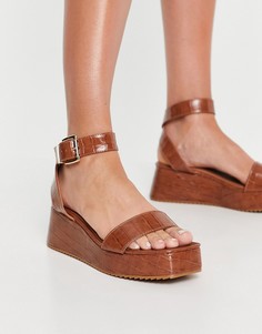 Светло-коричневые сандалии на платформе ASOS DESIGN Tatiana-Коричневый цвет