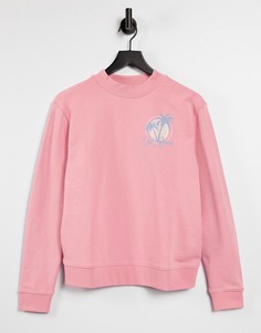 Свитшот пастельно-розового цвета с принтом в виде пальм и логотипом Lee Jeans-Розовый цвет