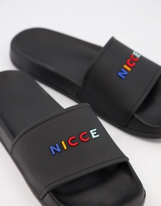 Черные шлепанцы с логотипом Nicce Dallas-Черный цвет