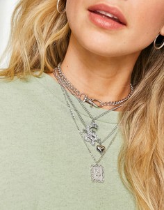 Многорядное серебристое ожерелье с подвесками Ashiana-Серебристый