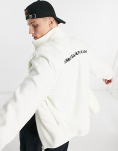 Флисовая куртка цвета экрю на молнии с вышивкой "MCM" Topman-Белый
