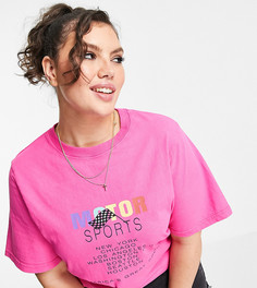 Свободная футболка с надписью "Sports" Daisy Street Plus-Розовый