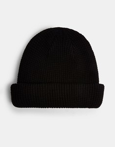 Черная шапка-бини с вафельной фактурой Topman-Черный цвет
