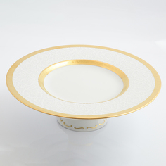Тарелка для торта на ножке constanza diamond white gold (falkenporzellan) золотой