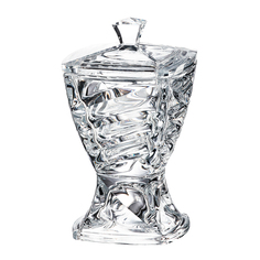 Конфетница с крышкой на ножке facet (crystalite bohemia) прозрачный 24 см.