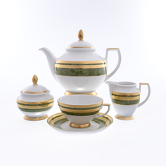 Чайный сервиз на 6 персон green gold (17 предметов) (falkenporzellan) зеленый