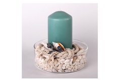 Голубая свеча в подсвечнике с ракушкам (wowbotanica) прозрачный 15 см.