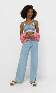 Stradivarius Бралетт Из Кружева Кроше С Каймой Синий S