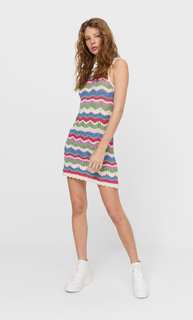 Stradivarius Платье Из Кружева Кроше С Узором Зигзаг Цвет Фуксии L