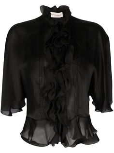 Alexandre Vauthier блузка с короткими рукавами и оборками
