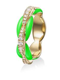 Melissa Kaye кольцо Ada из желтого золота с бриллиантами и эмалью