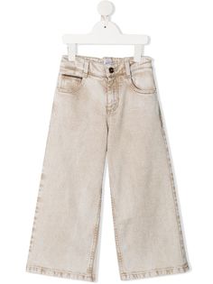 Brunello Cucinelli Kids широкие джинсы с эффектом потертости