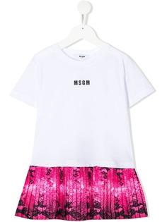 MSGM Kids платье-футболка с плиссировкой