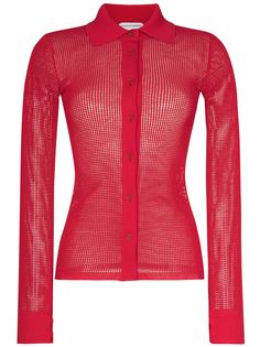 Bottega Veneta сетчатая рубашка с длинными рукавами