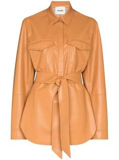 Nanushka рубашка Artha из искусственной кожи с поясом