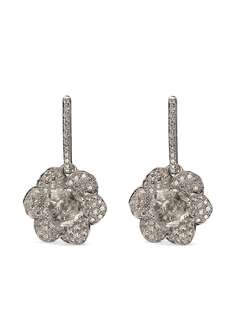 Carrera Y Carrera серьги-подвески Gardenias Flower из белого золота с бриллиантами