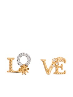 Carrera Y Carrera серьги-гвоздики Love из желтого и белого золота с бриллиантами