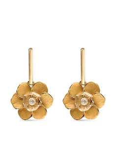 Carrera Y Carrera серьги-подвески Gardenias из белого золота с бриллиантами и кварцем