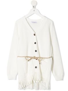 Brunello Cucinelli Kids кардиган в рубчик с бахромой