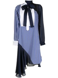 Sacai платье-рубашка асимметричного кроя в полоску