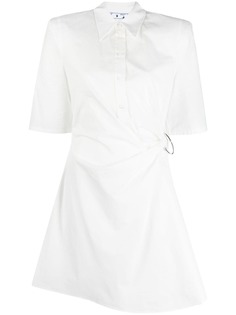 Off-White короткое платье-рубашка со сборками