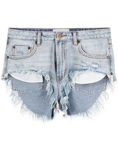 One Teaspoon джинсовые шорты с бахромой